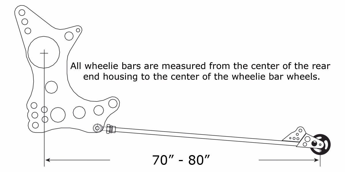 75" Extreme Pro Series Slim-Line Offset Single Wheelie Bar, 4130, Welded