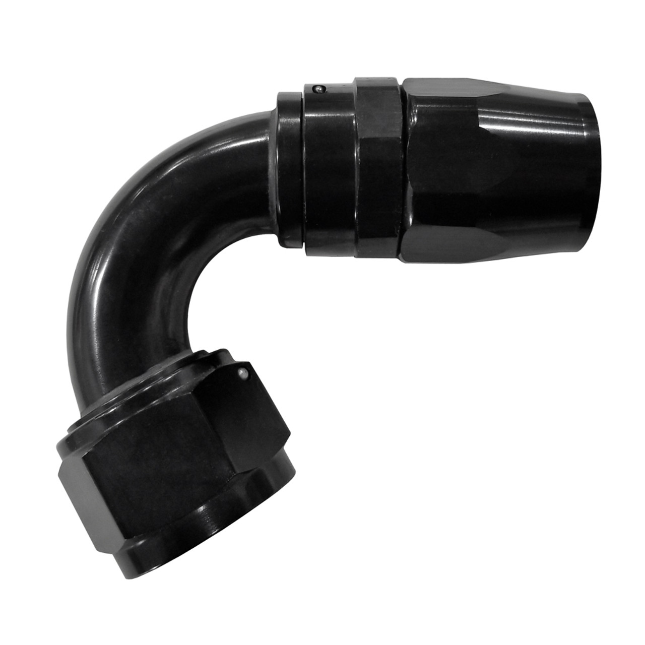 -16 AN 120 Degree Hose End, Aluminum, Black | Quarter-Max