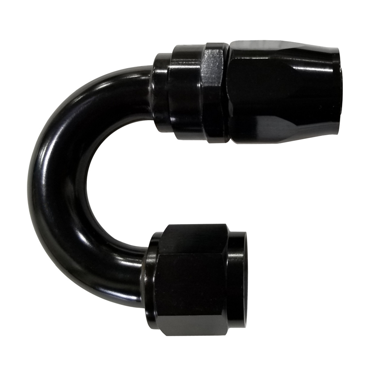 -16 AN 180 Degree Hose End, Aluminum, Black | Quarter-Max