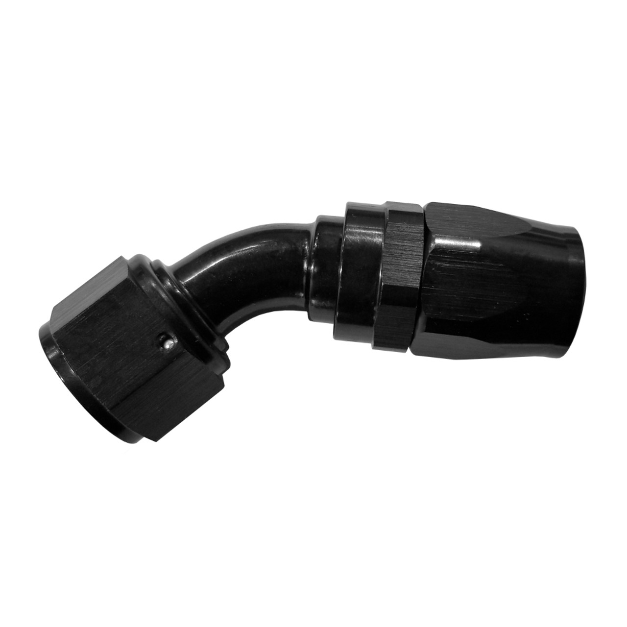 -12 AN 45 Degree Hose End, Aluminum, Black | Quarter-Max