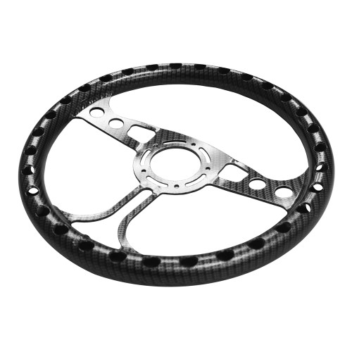 13 in. QM Max Lightweight Dished Steering Wheel, 5-Bolt, Carbon Finish | Quarter-Max