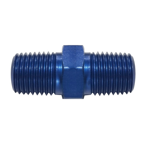 1/8 NPT Male Pipe Fitting, Aluminum, Blue | Quarter-Max