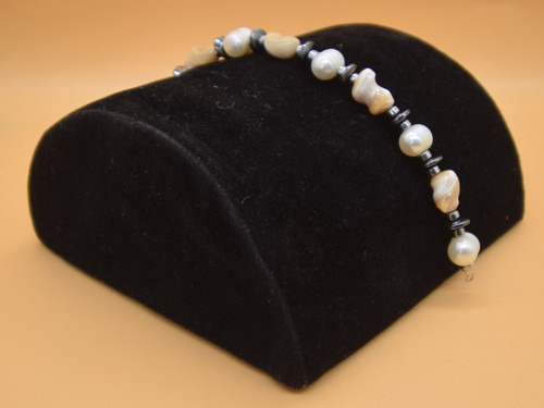 Pearl Seashell & Hematite Handmade Bracelet