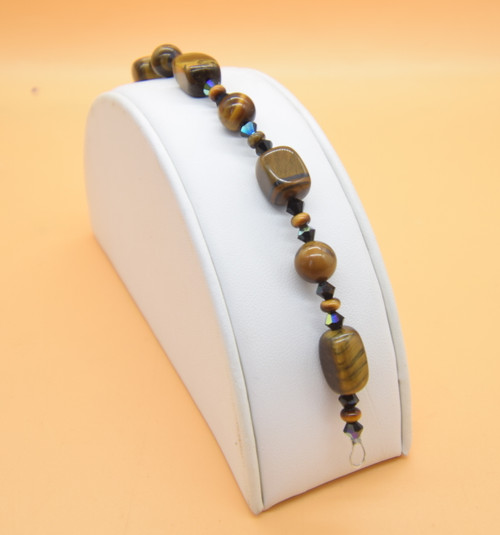 Tiger Eye & jet Crystal Bracelet
