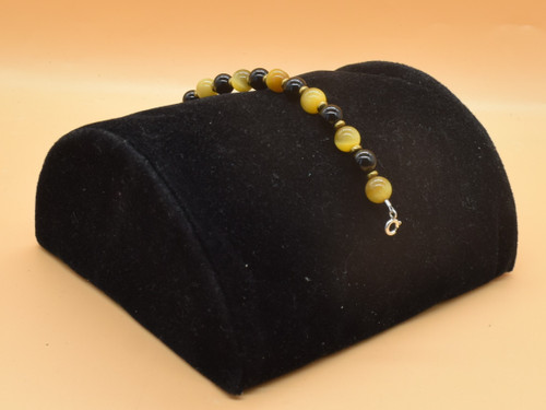Yellow Tiger Eye & Obsidian Bracelet