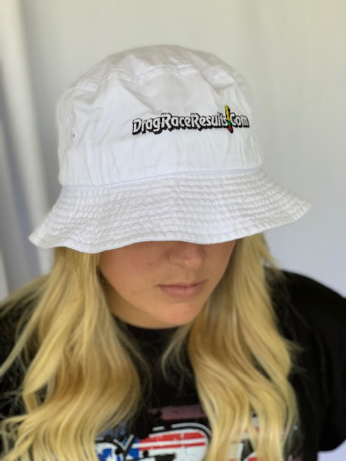 white racing bucket hat