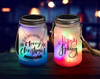 15 Oz Solar Fairy Light Sublimation Glass Lantern with Wire Handle - Green