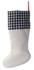 Large Sublimation Burlap/Linen Christmas Stocking - White/Black Plaid