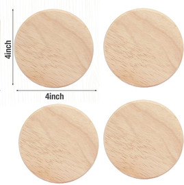 Set of 4 - 4" Round Wooden Coasters