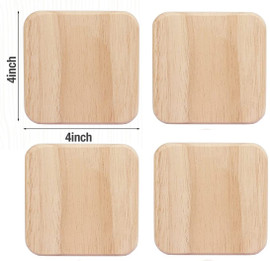 Set of 4 - 4" Square Wooden Coasters