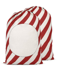 Medium Sublimation Burlap/Linen Santa Sack with Draw String - Candy Stripe
