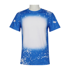 Youth Unisex Short Sleeve Crew Neck Polyester Sublimation Faux Bleach T-Shirt - BRIGHT BLUE