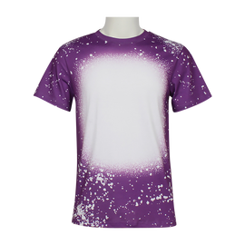Youth Unisex Short Sleeve Crew Neck Polyester Sublimation Faux Bleach T-Shirt - PURPLE