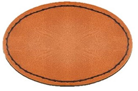 2" x 3" Caramel/Brown Oval Faux Leather Patch with Heat Adhesive Back