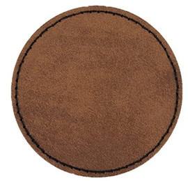 2.5" Walnut/Dark Brown Round Faux Leather Patch with Heat Adhesive Back