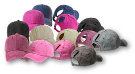 Ladies Washed Ball Cap with Slider and High Pony