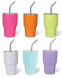 3oz Mini Sublimation Tumbler / Shot Glass with Lid and Metal Straw - Set of 6 Colors