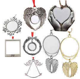 Metal Christmas Ornaments / Memorial Car Charms with Sublimation Insert- 8 Styles Available