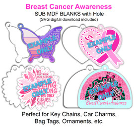 Breast Cancer Awareness DS Sublimation MDF With Hole Blank - with SVG