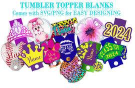 40oz Sublimation Tumbler Name Plate Topper - Fits Most 40oz Tumbler Lids - 5 Styles Available