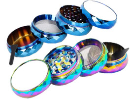 4 Part 2.25" Diamond Metal Herb Grinder with Sublimation MDF Insert - 2 Colors Available