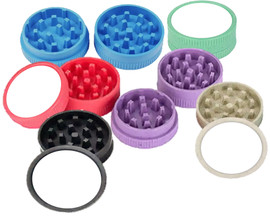 1 Part 2" Plastic Herb Grinder with Sublimation MDF Insert - 6 Colors Available