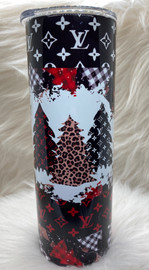 Black Red and Leopard Christmas LV Drinkware