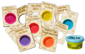 Set of 12  Paint It Yourself Valentine's Day Wooden Cards with 1oz Play Doh Tub Cut Out
