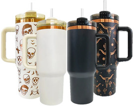 H20 Copper Tone Plated 40oz Powder Coat Tumbler with Handle - 2 Colors Available