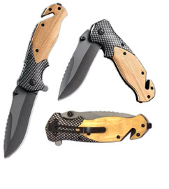 X50 Olive Wood Folding Tactical Pocket Knife