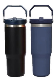 30oz Powder Coat Tumbler with Flip Top and Hang Handle - 2 Colors Available