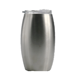 25 Oz Barrel Shaped Stainless Tumbler w/ Plastic Straw