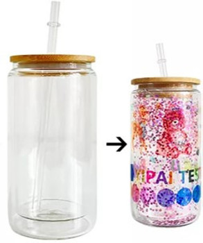 NEW Snow Globe SUBLIMATION Glass Tumbler 20 Oz w/ Bamboo Lid AND Plug!