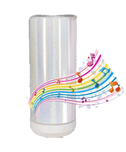 20 Oz Shimmer White Bluetooth Speaker w/ clear slide lid & plastic straw Sublimation Tumbler