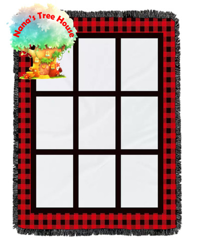 50" x 60" Sublimation 9 Panel Patterned Blanket - Red/Black Plaid