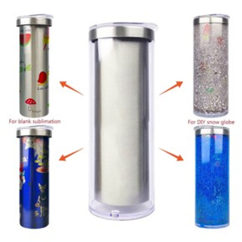 NEW Snow Globe SUBLIMATION Glass Tumbler 20 Oz w/ Bamboo Lid AND