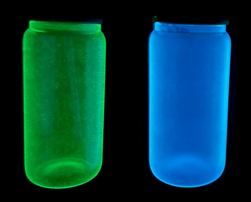 Set of 5 Colors - 16 oz UV/Glow Frosted Glass Sublimation Tumblers w/  Bamboo Lids