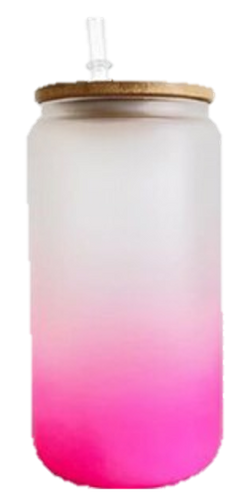 20 oz  Sublimation Frosted Gradient Color Can Glass w/ Bamboo Lid & Straw  - Olivia Nyx