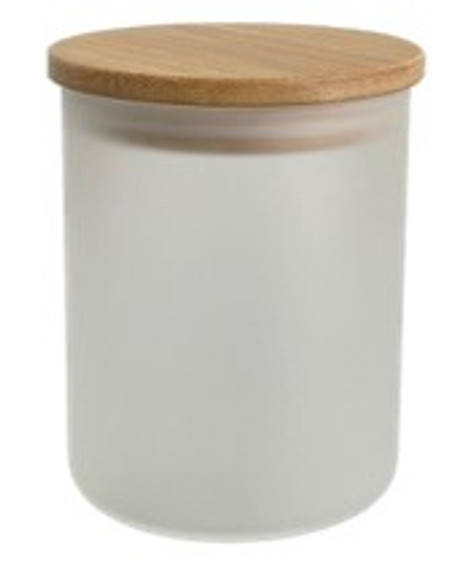 12PK | 10 oz Frosted Candle Jars w/Bamboo lids |Glass Jars