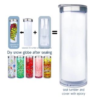 Glass can 20oz blank sublimation Pree drilled snow globe glitter doubl –  Creative Touch Gifts Inc.