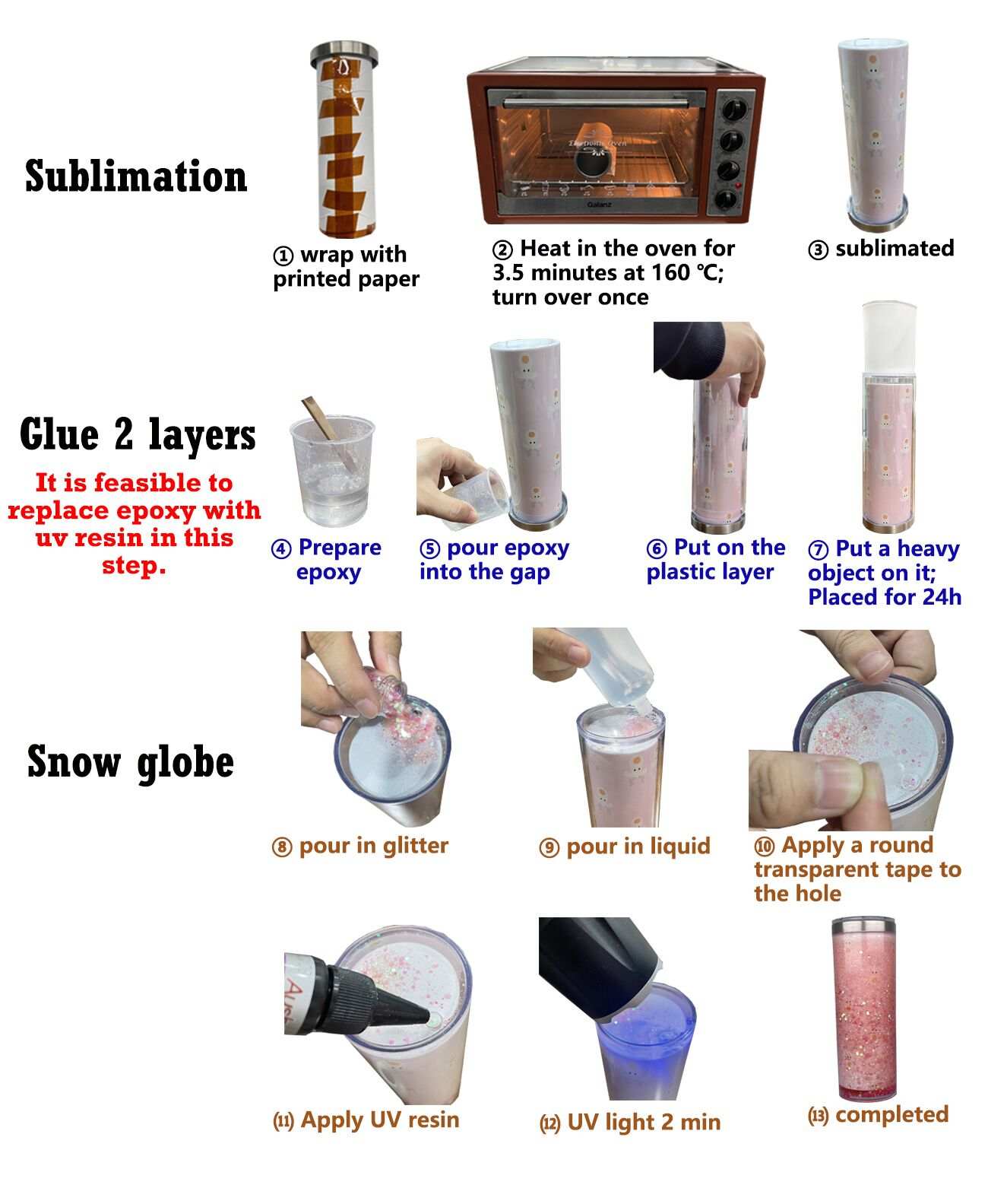 16oz Pre-Drilled Snowglobe Double Wall Sublimation Glass Can Tumbler –  Vinyly, LLC