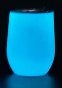 12 oz Glow In Dark BLUE Wine Glass Sublimation Tumbler w/ Push In Lid
