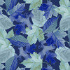 Blank Fabric Natural Beauties, Blue Leaves, By-the-yard.