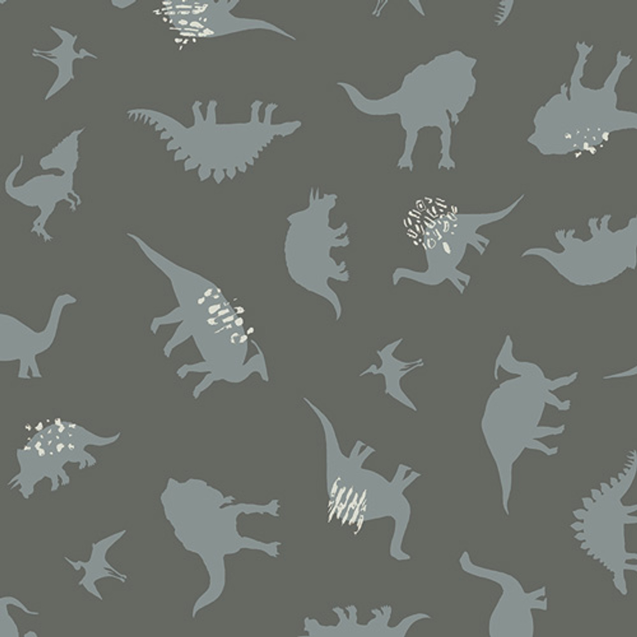 AGF Fabric Esoterra Small Grey Dinosaurs, By-the-yard.