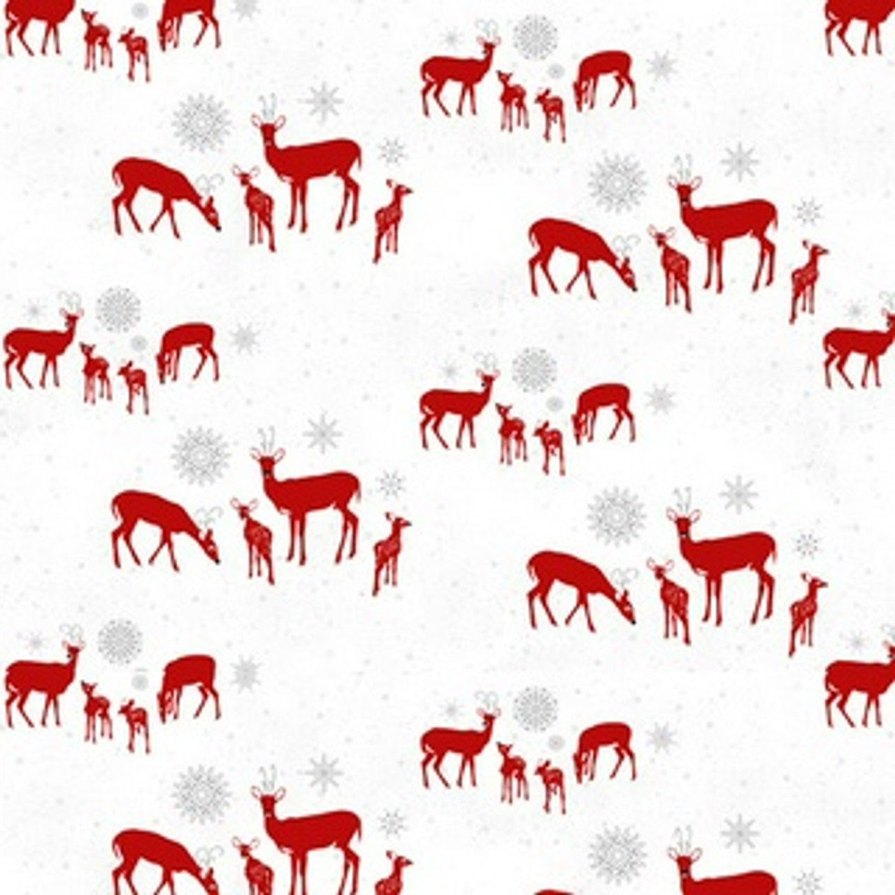 Henry Glass Fabrics Holiday Lane Reindeers on White, By-the-yard.