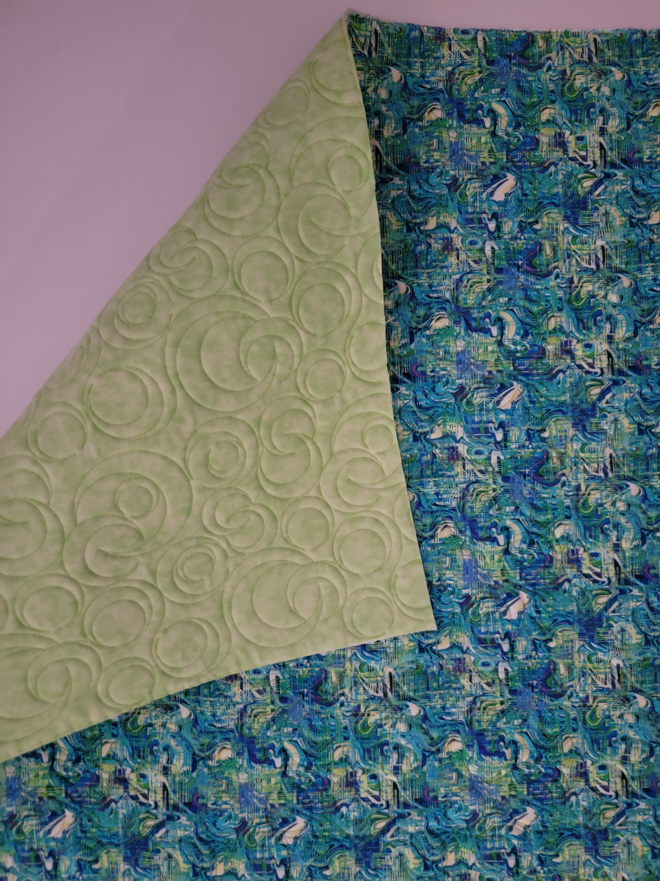 Quilted Fabric Studio E Prints Geofetti II Teal & Greens, 1-1/2 yards