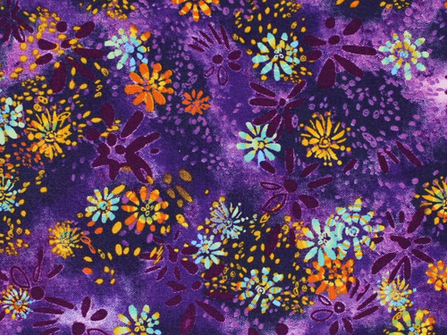 Color Craze Fabric,  Flowers Purple, By-the-yard.