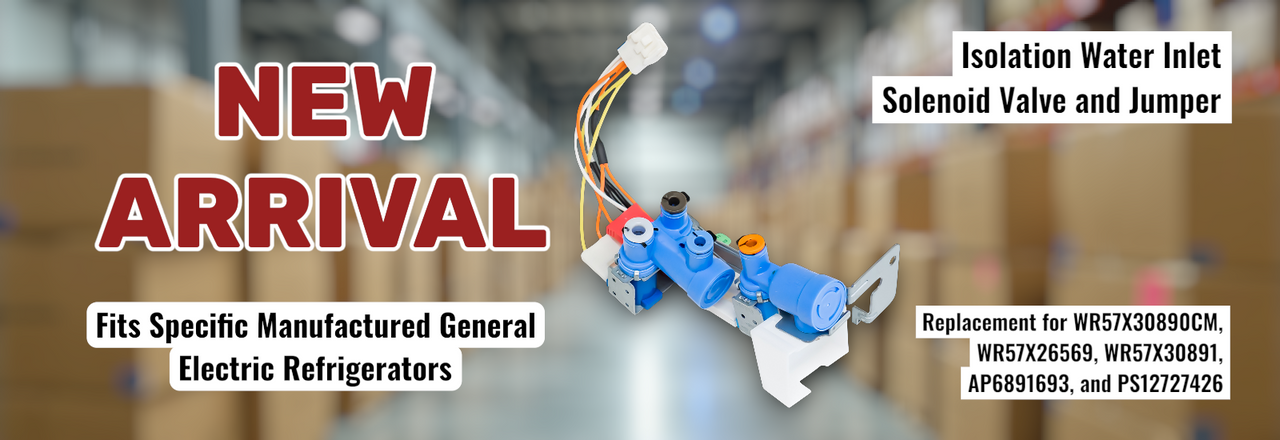 Exact WR57X30890 Refrigerator Isolation Water Inlet Solenoid Valve and Jumper for GE