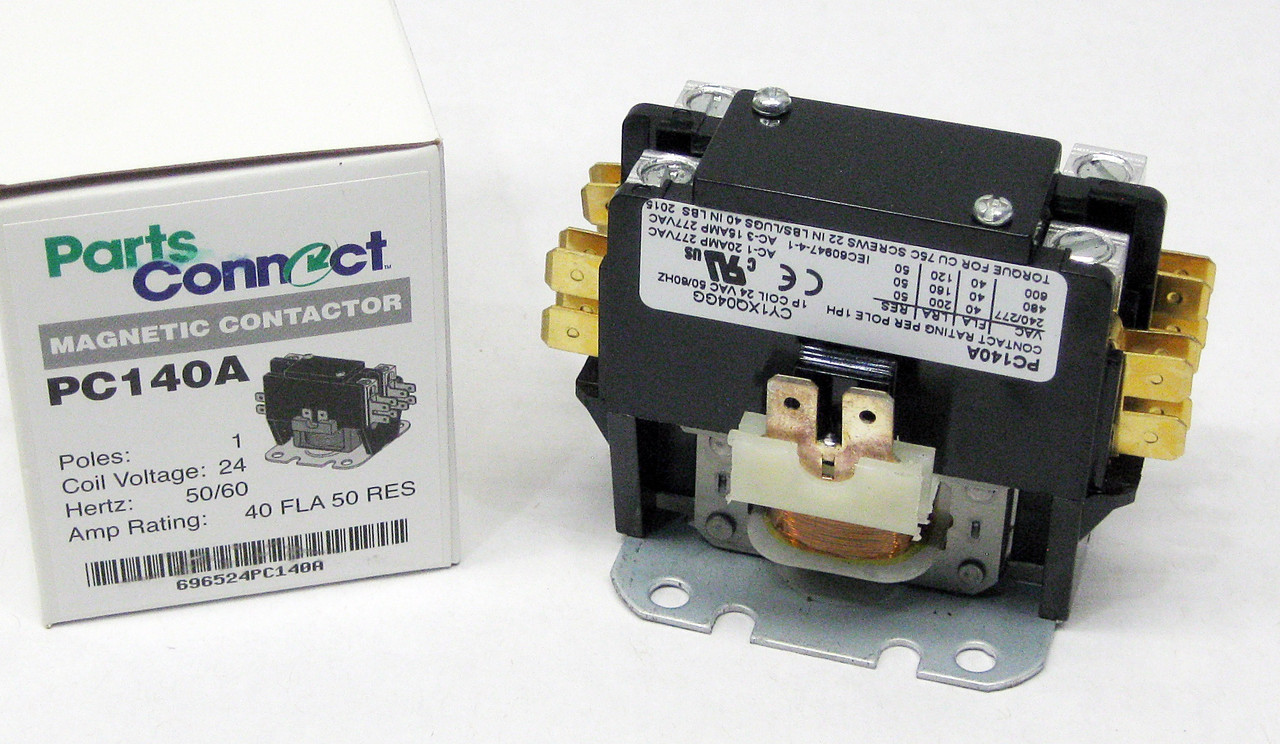 HARTLAND CONTROLS HCCY1XQ04AB331 1 POLE 40 AMP CONTACTOR WITH SHUNT COIL:24VAC 