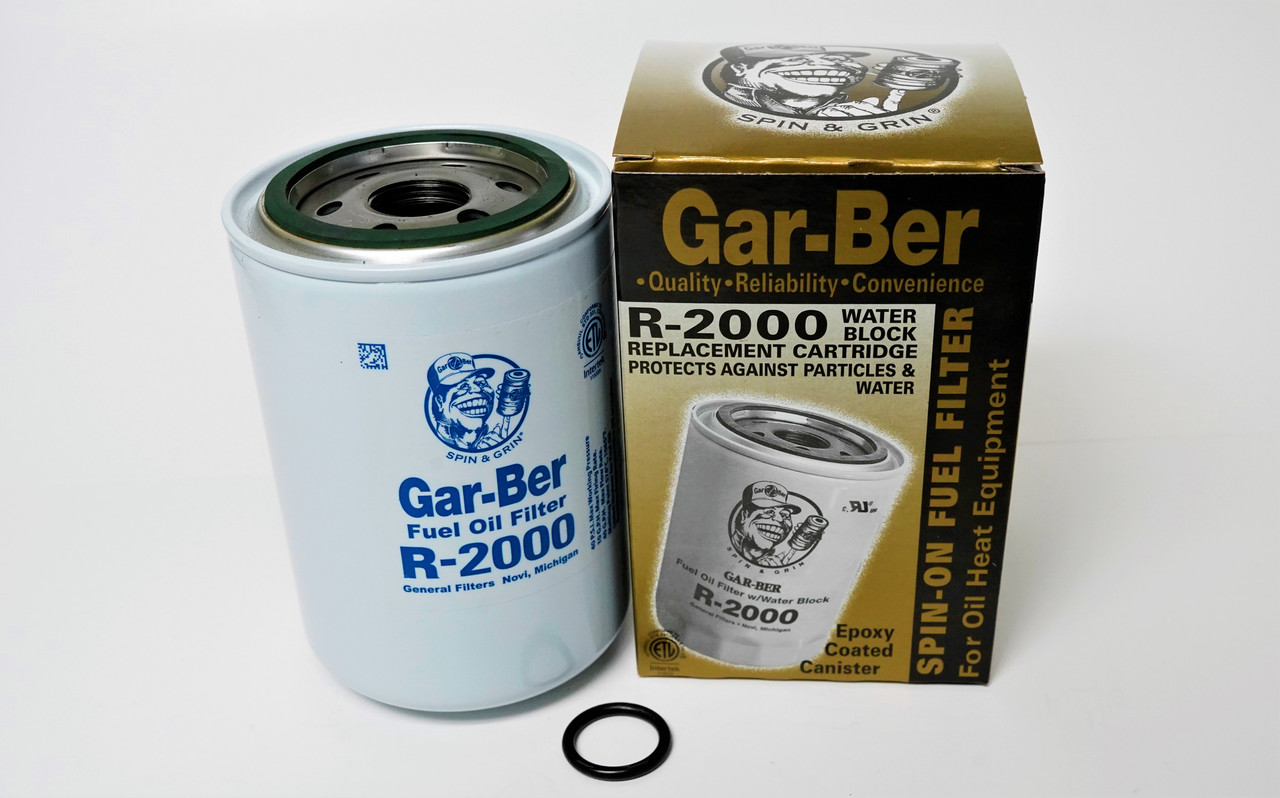 R-2000 Gar-Ber Spin On Furnace Fuel Oil Filter Water Block Cartridge Garber